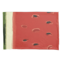 Bright Red Watercolor Watermelon Pillowcase