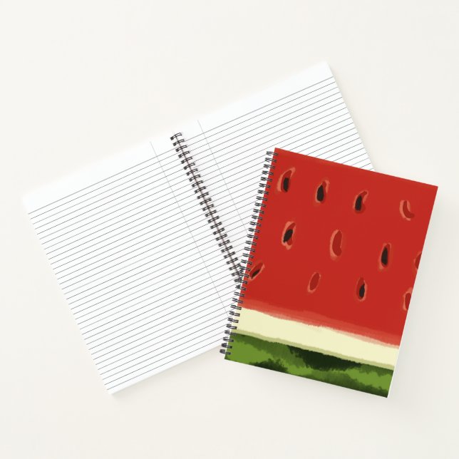 Bright Red Watercolor Watermelon Spiral Notebook (Inside)