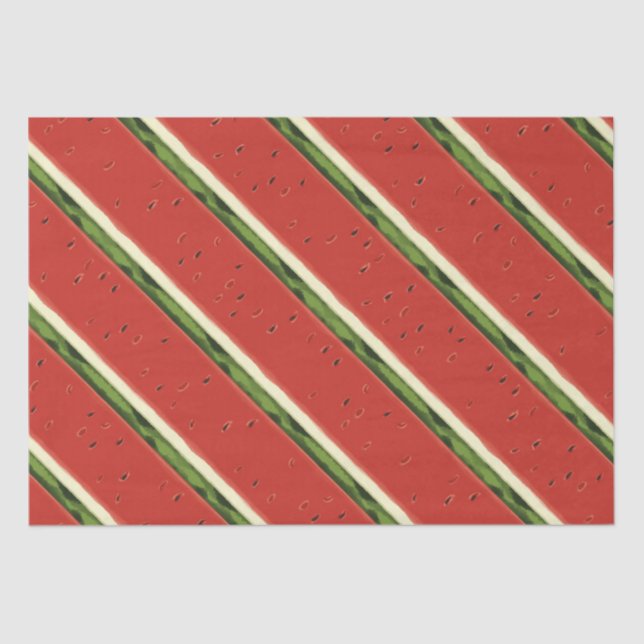 Bright Red Watercolor Watermelon Tissue Paper (Front)