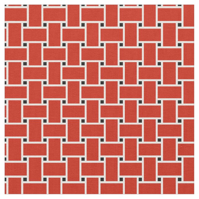 Bright red weave basket pattern design fabric (Close Up)