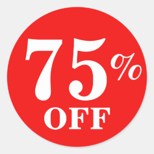 Bright Red White 75% OFF Sale Business Stickers