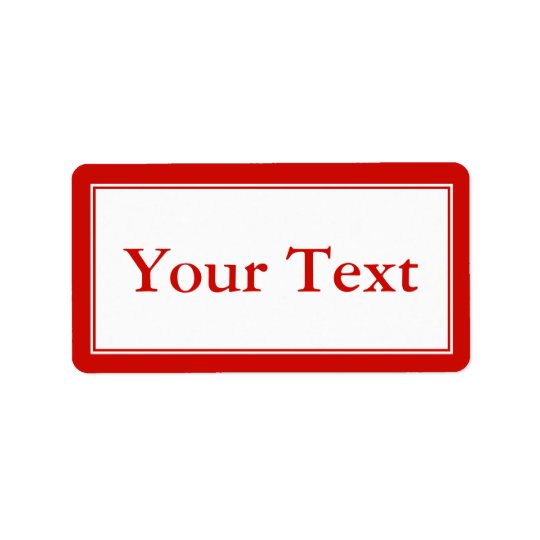 Bright Red & White Sticker or Label w/ Custom Text Address Label