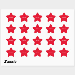 Bright red, White Text template Star Sticker