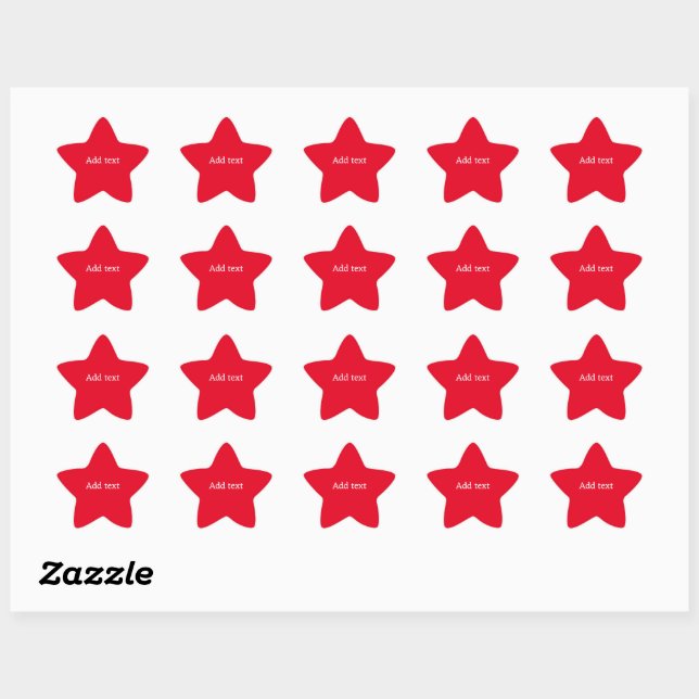 Bright red, White Text template Star Sticker (Sheet)