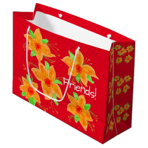 Bright Red With Orange Large Gift Bag