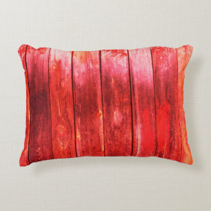 Bright red wood wall plank texture. Wood texture w Decorative Cushion