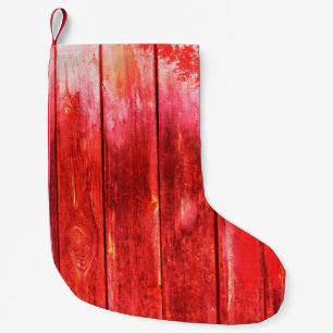 Bright red wood wall plank texture. Wood texture w Small Christmas Stocking