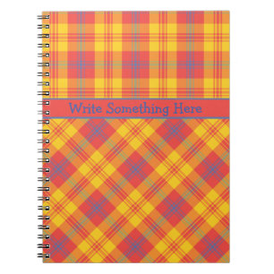 Bright Red, Yellow and Blue Plaid Spiral Notebook