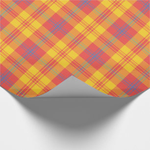 Bright Red Yellow and Blue Plaid Wrapping Paper