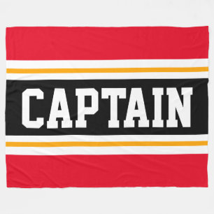 Bright Red Yellow Black CAPTAIN Racing Stripes Fleece Blanket