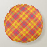 Bright Red Yellow Blue Plaid Round Pillow, Cushion<br><div class="desc">A chic Round Pillow or Cushion,  with a Plaid pattern in Bright Red,  Yellow and Blue. Part of the Posh & Painterly 'Rangoli' collection,  this striking,  tiled pattern can be adjusted to fit any Pillow or Cushion.</div>