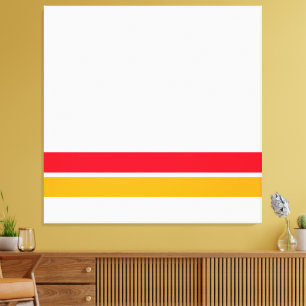 Bright Red Yellow Bottom Racing Stripes On White Canvas Print