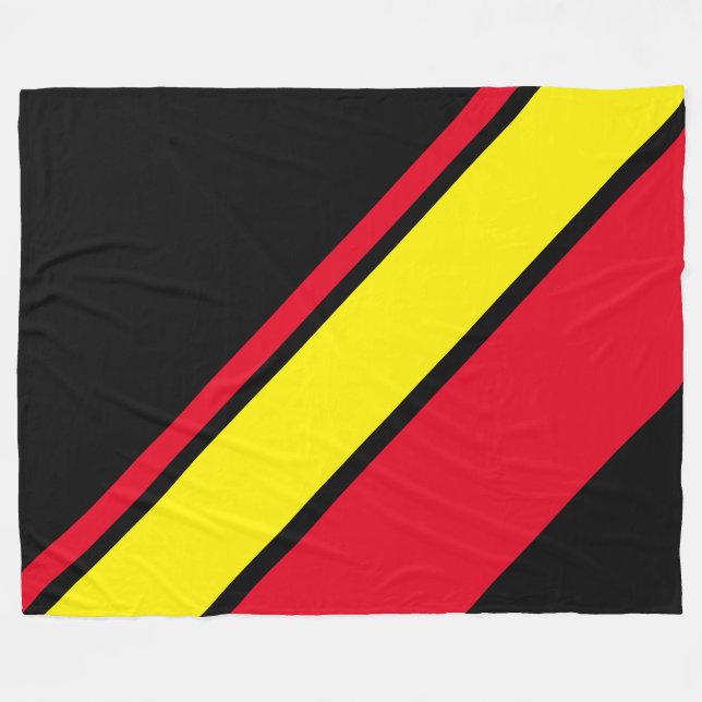 Bright Red Yellow Diagonal Racing Stripes On Black Fleece Blanket (Front (Horizontal))