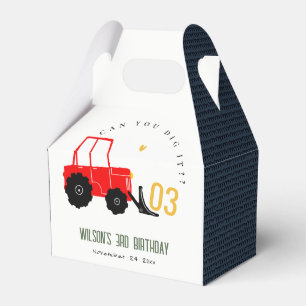 Bright Red Yellow Digger Kids Any Age Birthday Favour Box
