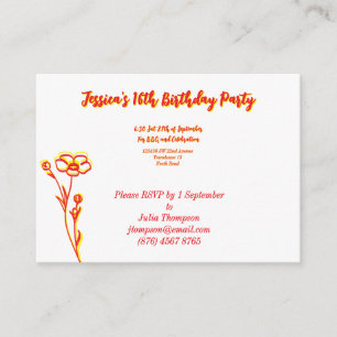 Bright Red & Yellow Floral 16th Birthday Enclosure Card