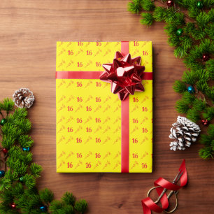 Bright Red & Yellow Floral  Wrapping Paper