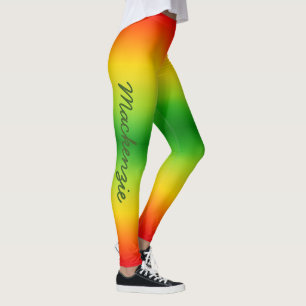 Bright Red Yellow Green Tropical Colours Your Name Leggings