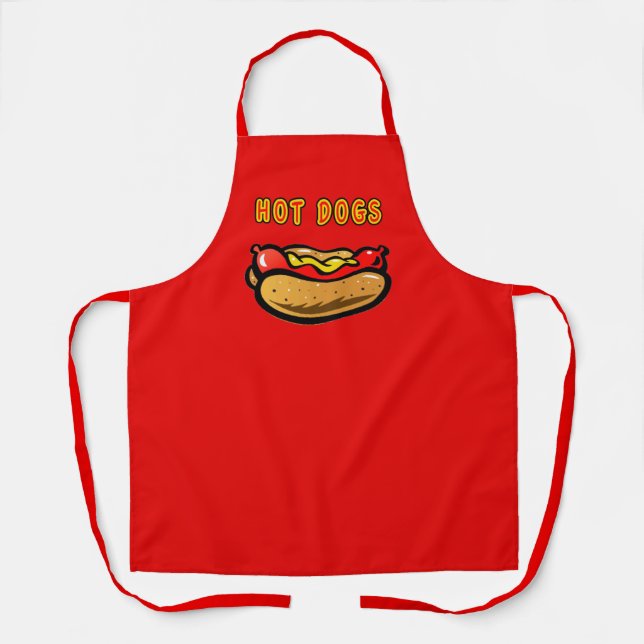 Bright Red Yellow Hot Dog Stand Custom Print Logo Apron (Front)
