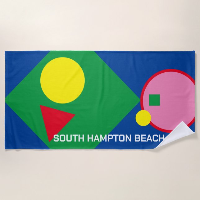 Bright Red, Yellow, Mod Custom Beach Towel (Front)