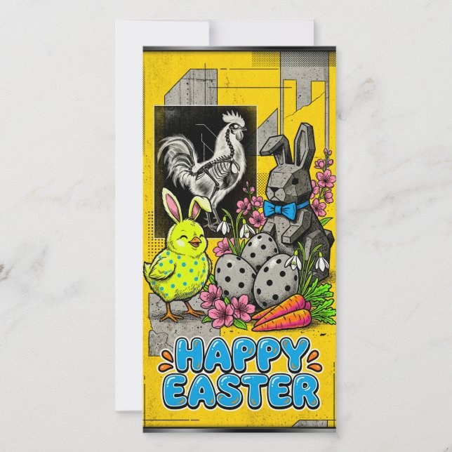 Bright retro card celebrating Easter  (Front)