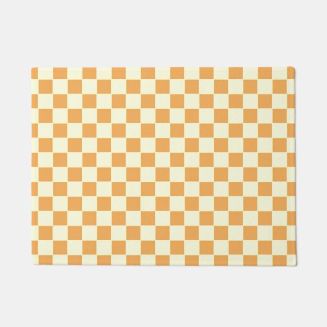 Bright Retro Chequerboard Design Doormat (Front)