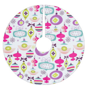 Bright Retro Christmas Ornaments Brushed Polyester Tree Skirt