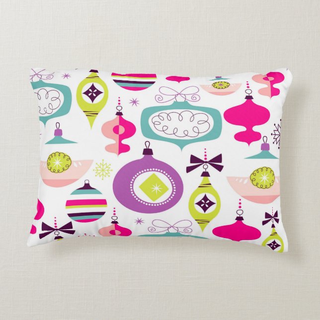 Bright Retro Christmas Ornaments Decorative Cushion (Back)