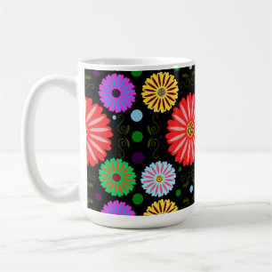 Bright Retro Floral Pattern Colourful Folk Art Coffee Mug