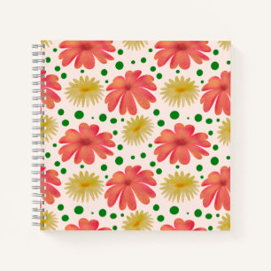 Bright Retro Floral Seamless Pattern Notebook
