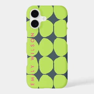BRIGHT RETRO HUGE HAND DRAWN GREEN BLUE POLKA DOTS