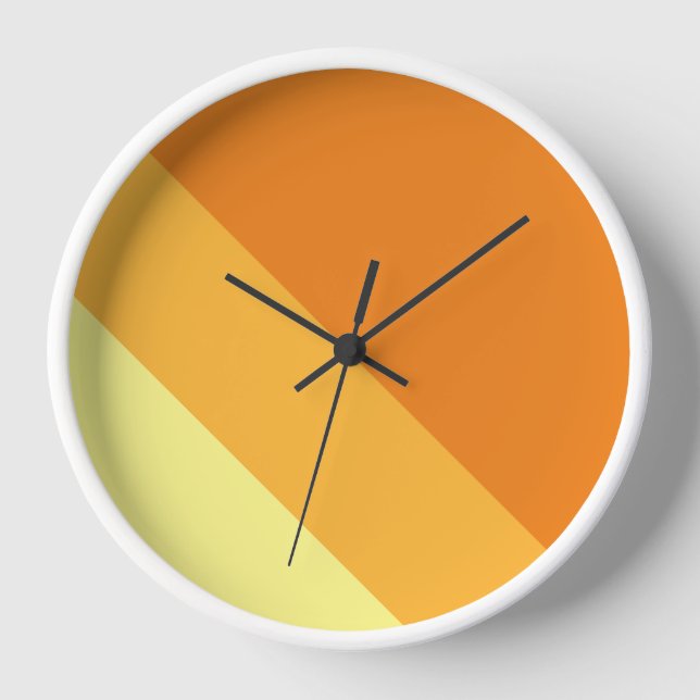 Bright Retro Orange Yellow Summer Racing Stripes Clock (Front)