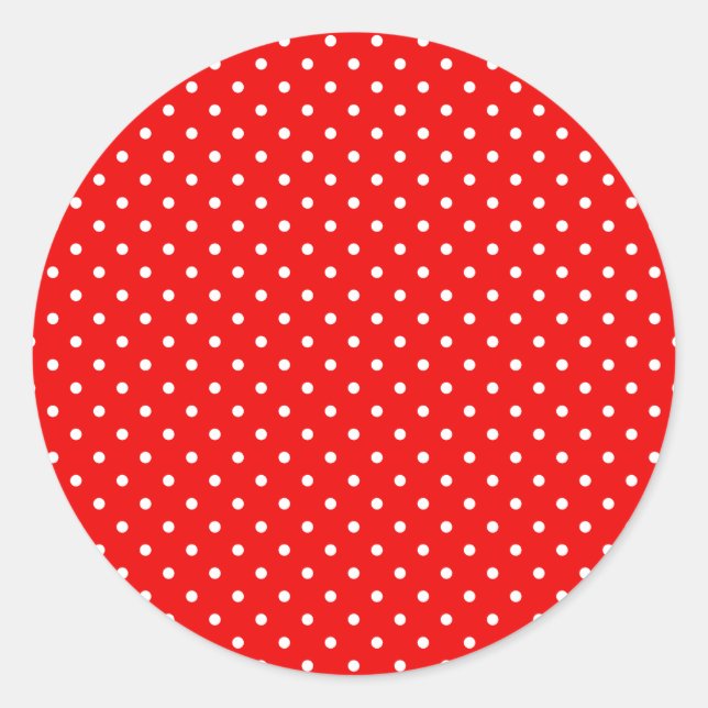 Bright Retro Red and White Polka Dot Blank Classic Round Sticker (Front)