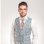Bright Retro Squares Geometric Pattern Tie<br><div class="desc">A sleek modern geometric print in retro 1970s colours of red,  green,  orange,  pink and lime green on white is the perfect way of adding some colour to your outfit. The reverse side has a coordinating diagonal stripes pattern.</div>