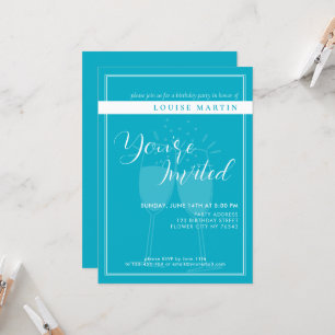 Bright Rich Sky Blue Birthday Party Invitation