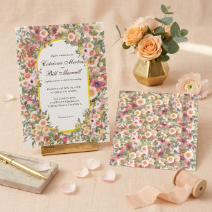 Bright Romantic Colourful Floral Wedding Invitatio Invitation