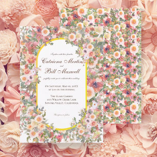 Bright Romantic Colourful Floral Wedding Invitatio Invitation