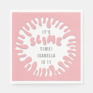 Bright rose pink blue slime party napkin