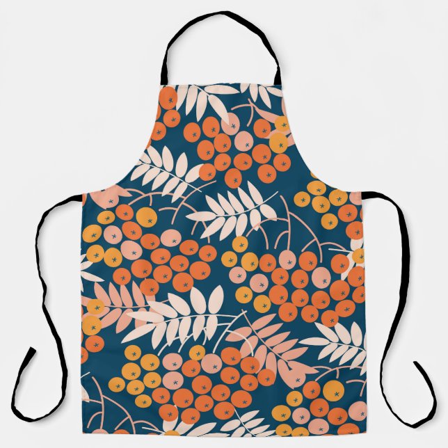 Bright Rowanberry Autumn Seamless Design Apron (Front)