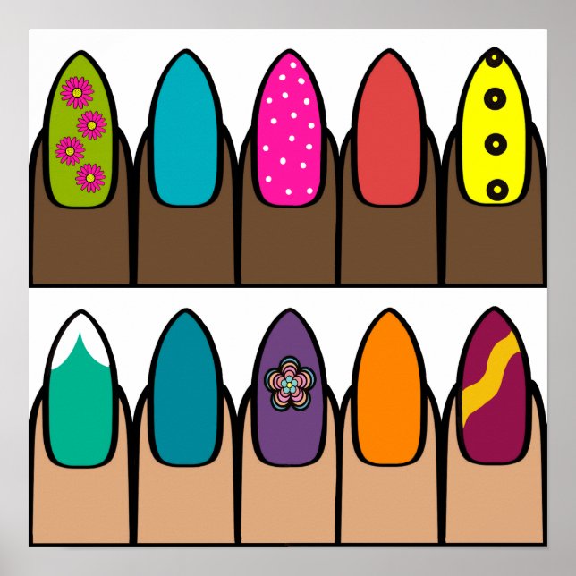 Bright Rows of Painted Fingernails Poster (Front)