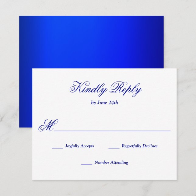 Bright Royal Blue RSVP Card (Front/Back)
