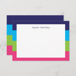 Bright Rugby Stripes Personalised Note Cards