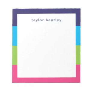 Bright Rugby Stripes Personalised Notepad