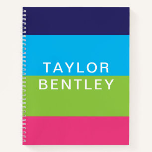 Bright Rugby Stripes Personalised Spiral Notebook
