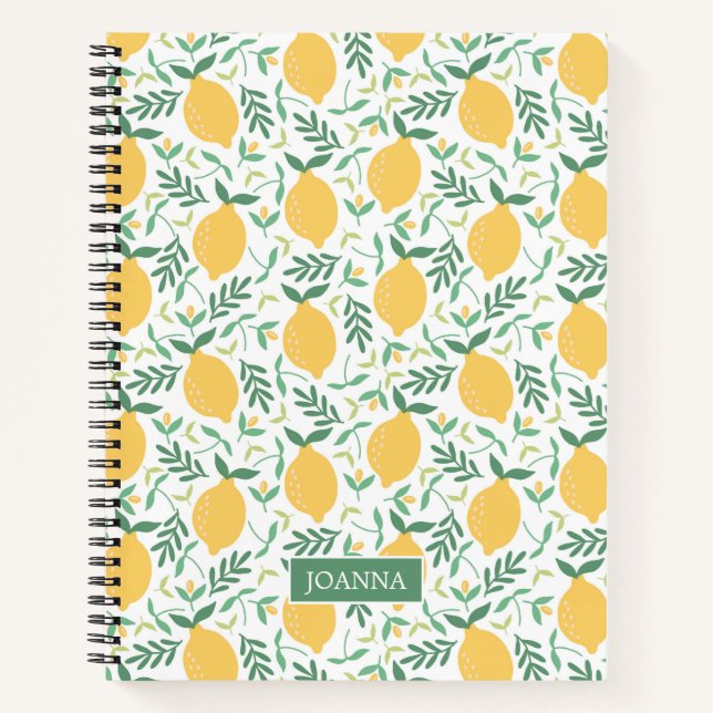 Bright Rustic Country Citrus Lemons Personalised Notebook (Front)