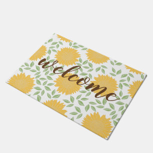 Bright Rustic Country Sunflower Pattern Welcome Doormat