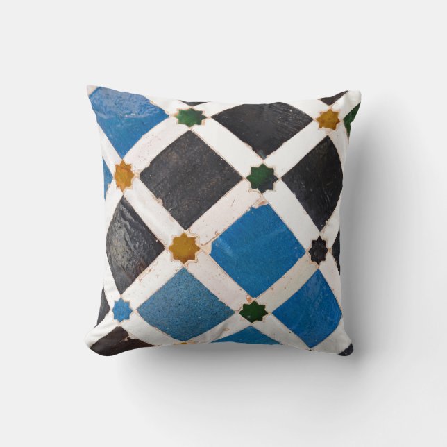 Bright Rustic Style Mosaic Patterned Photo Cushion (Front)