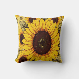Bright Rustic Sunflower Farmhouse Decor Cushion