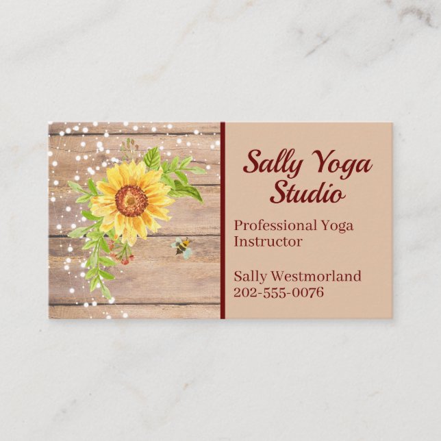 Bright Rustic Yellow Sunflower Any Business Card (Front)