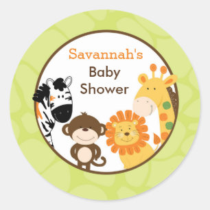 Bright Safari Jungle Animals Favour Stickers