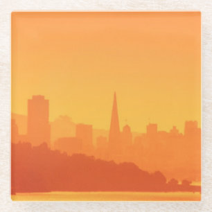 Bright San Francisco sunset. Glass Coaster